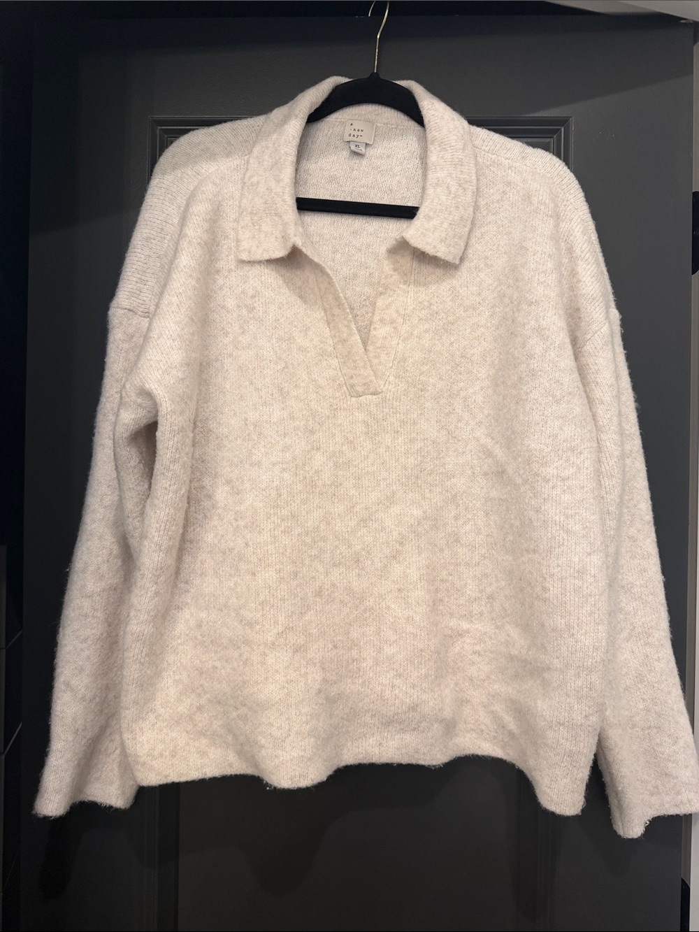 A New Day Cozy Collared Cream Sweater